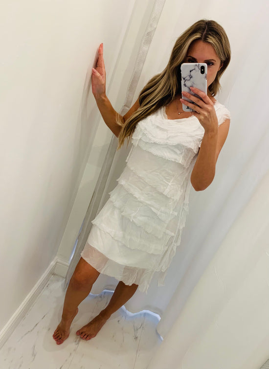 GiGi Silk Layered Dress In White