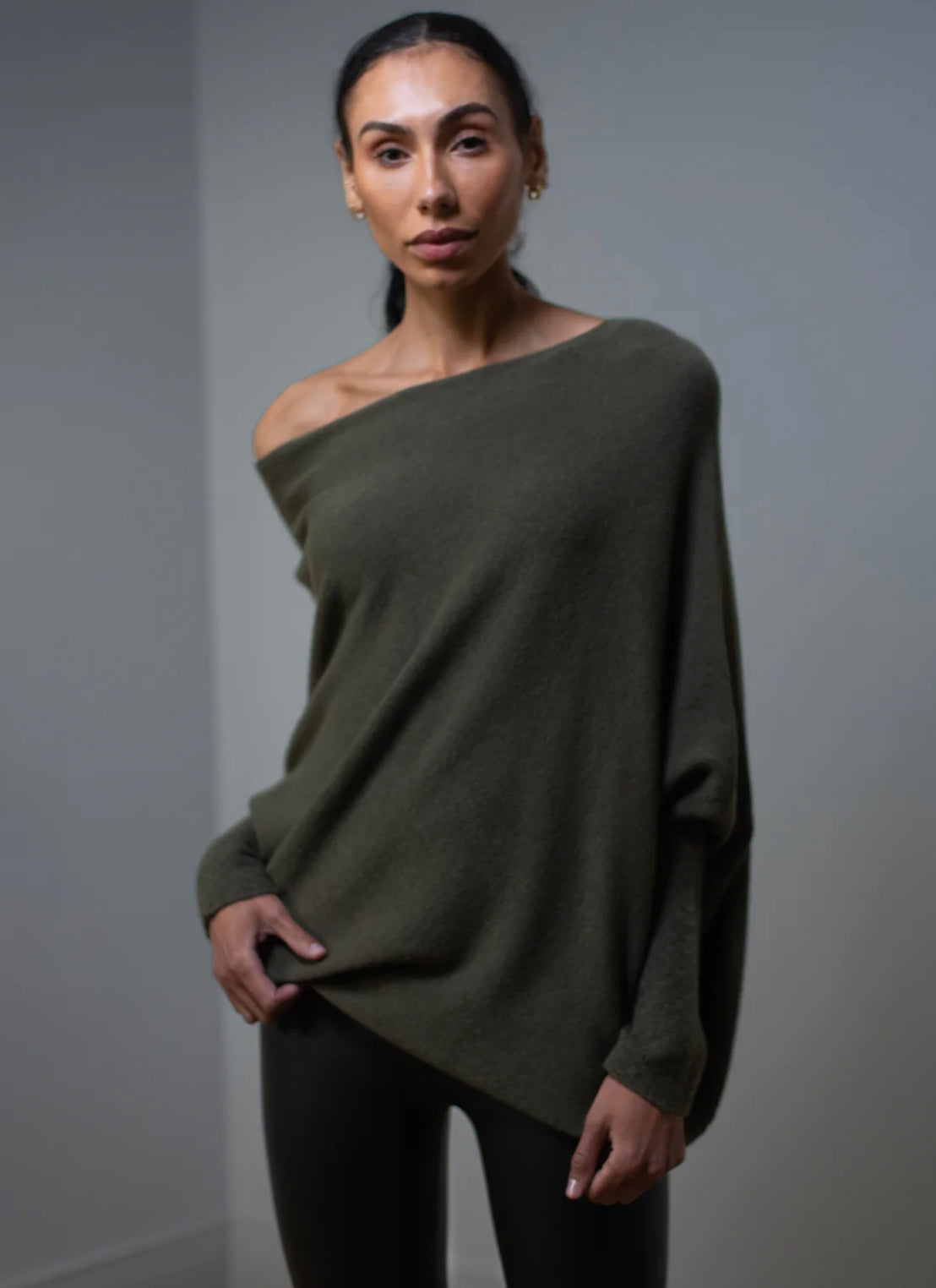 Annika Asymmetric Jumper In Khaki