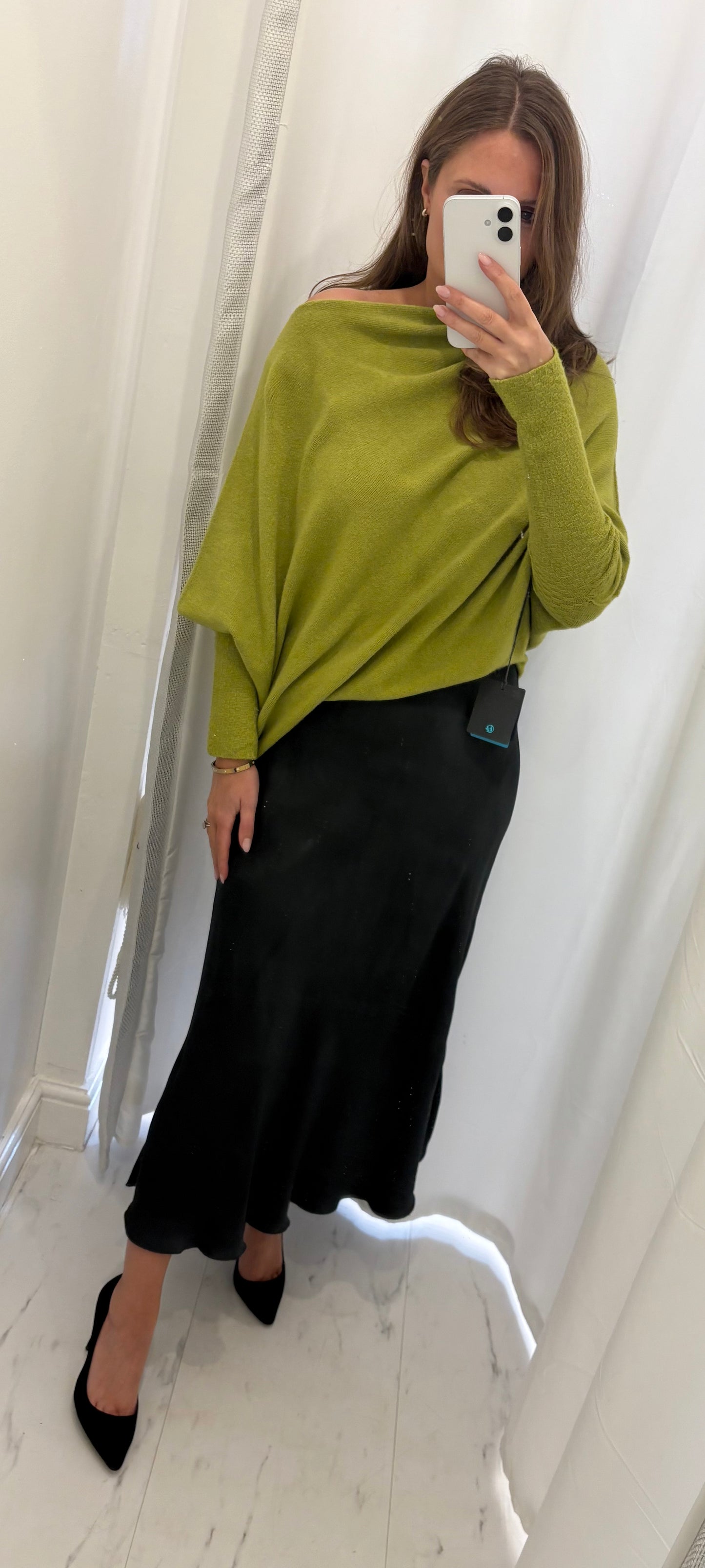 Annika Asymmetric Jumper In Forest Green