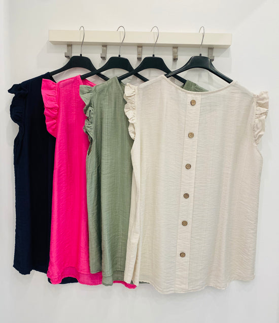 Bella Button Back Tops In Various Colours