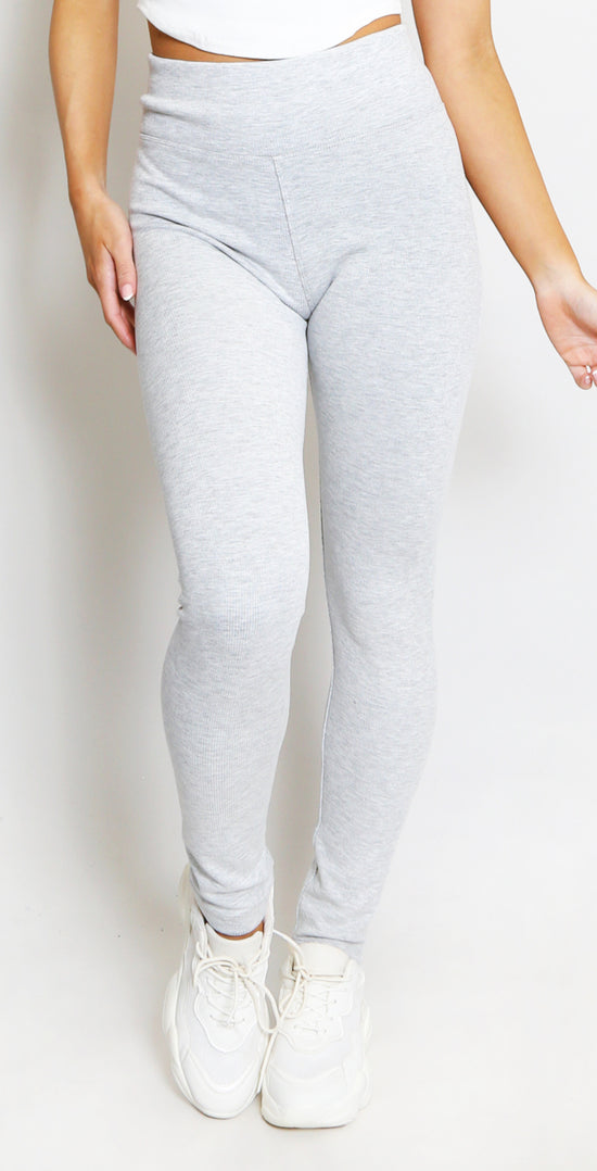 Load image into Gallery viewer, Cosy Ribbed Thermal Leggings In Grey