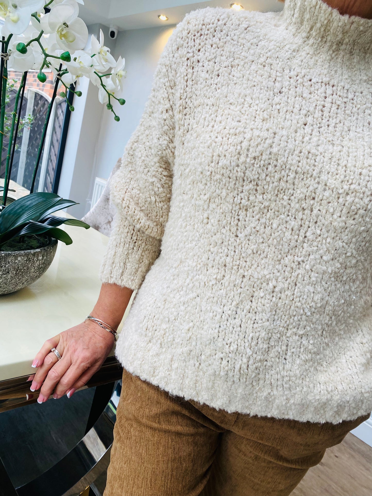 Betsy Boucle Jumper In Ecru