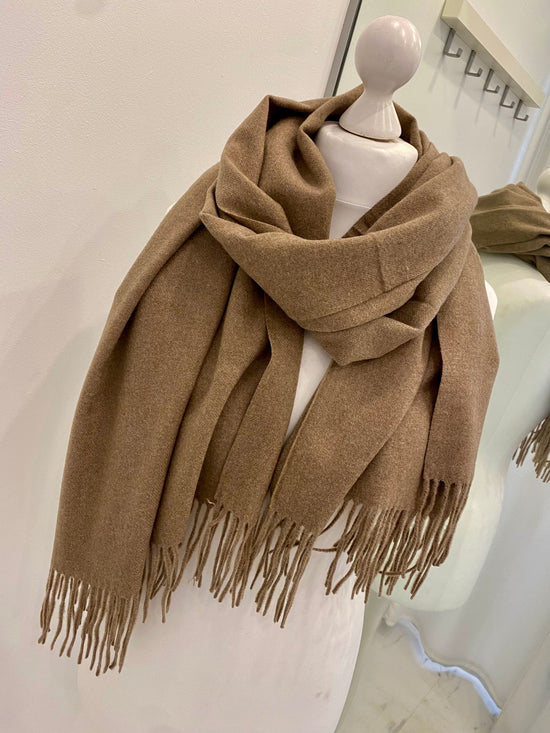 Fern Scarf In Biscuit Cashmere Feel